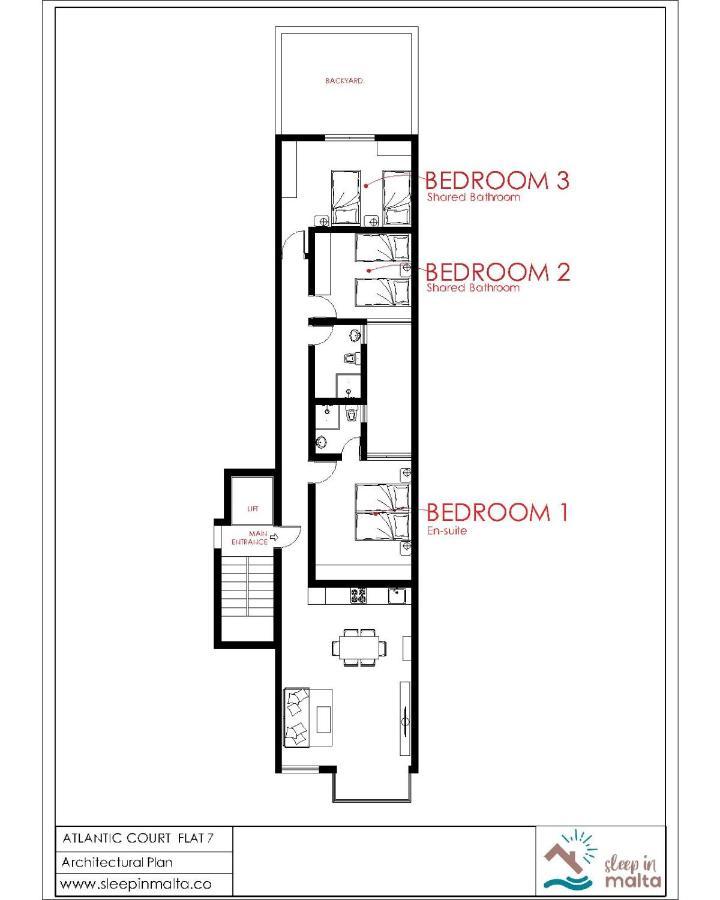 F7 Room 2, Private Bedroom Two Single Beds Shared Bathroom In Shared Flat Msida Exterior photo